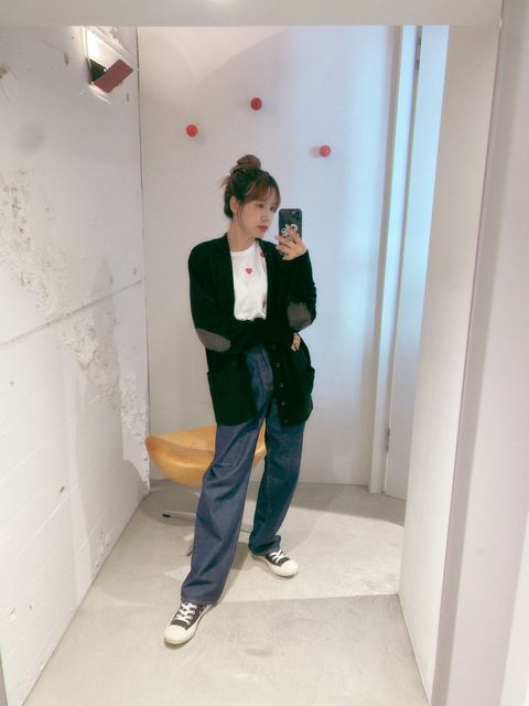 YOKE 新作PAINTED ELBOW PATCH CARDIGAN style.2024.8.23