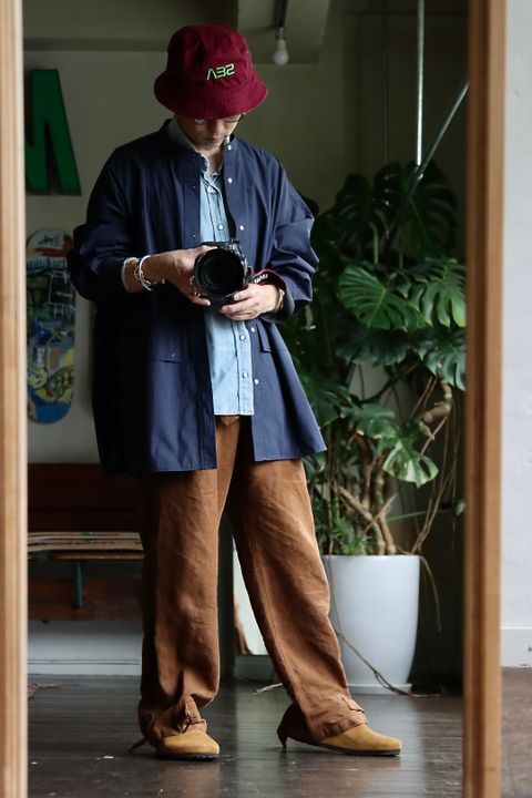 フレッシュサービス 22SS CARGO POCKET UTILITY SHIRT "NAVY"スタイル.2022.6.7.