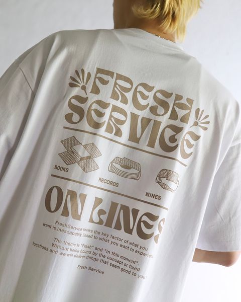 FreshService 24SS CORPORATE PRINTED S/S TEE ‘‘ON LINES’’(MUSTARD) style 2024.4.26