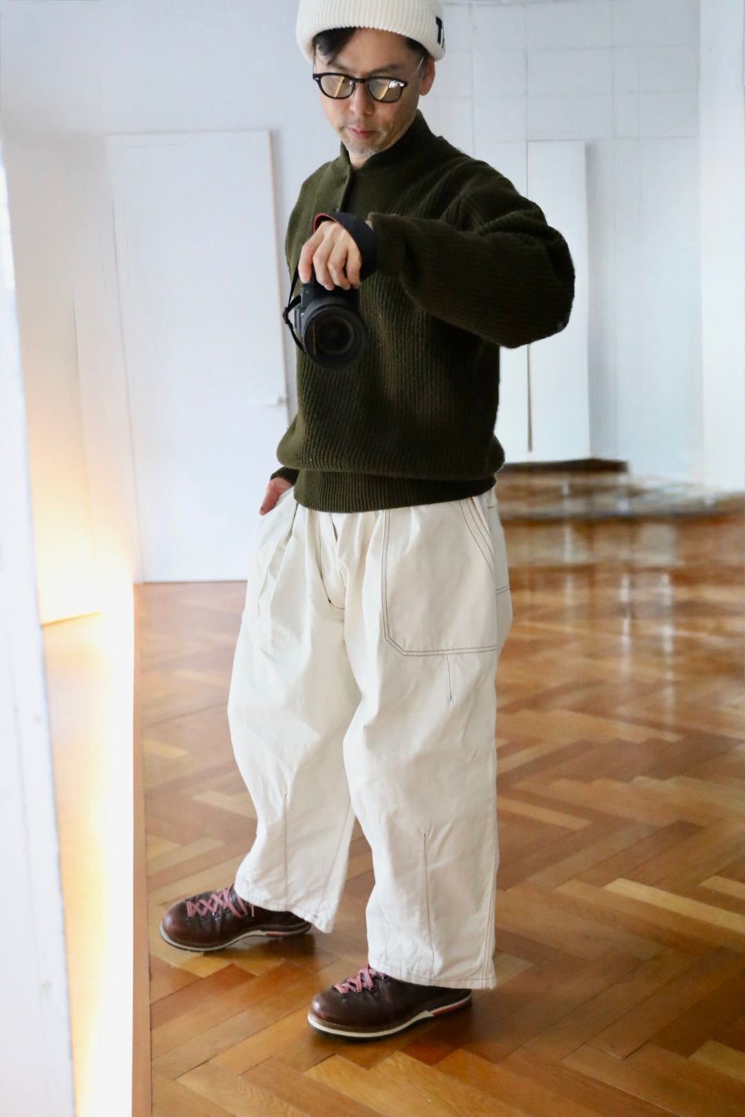 is-ness BALLOON BAKER PANTS"OFF WHITE"スタイル.2025.1.13.