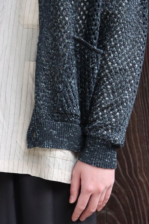 YOKE MESHED KNIT CARDIGAN(YK22SS0345S) style.2022.2.20