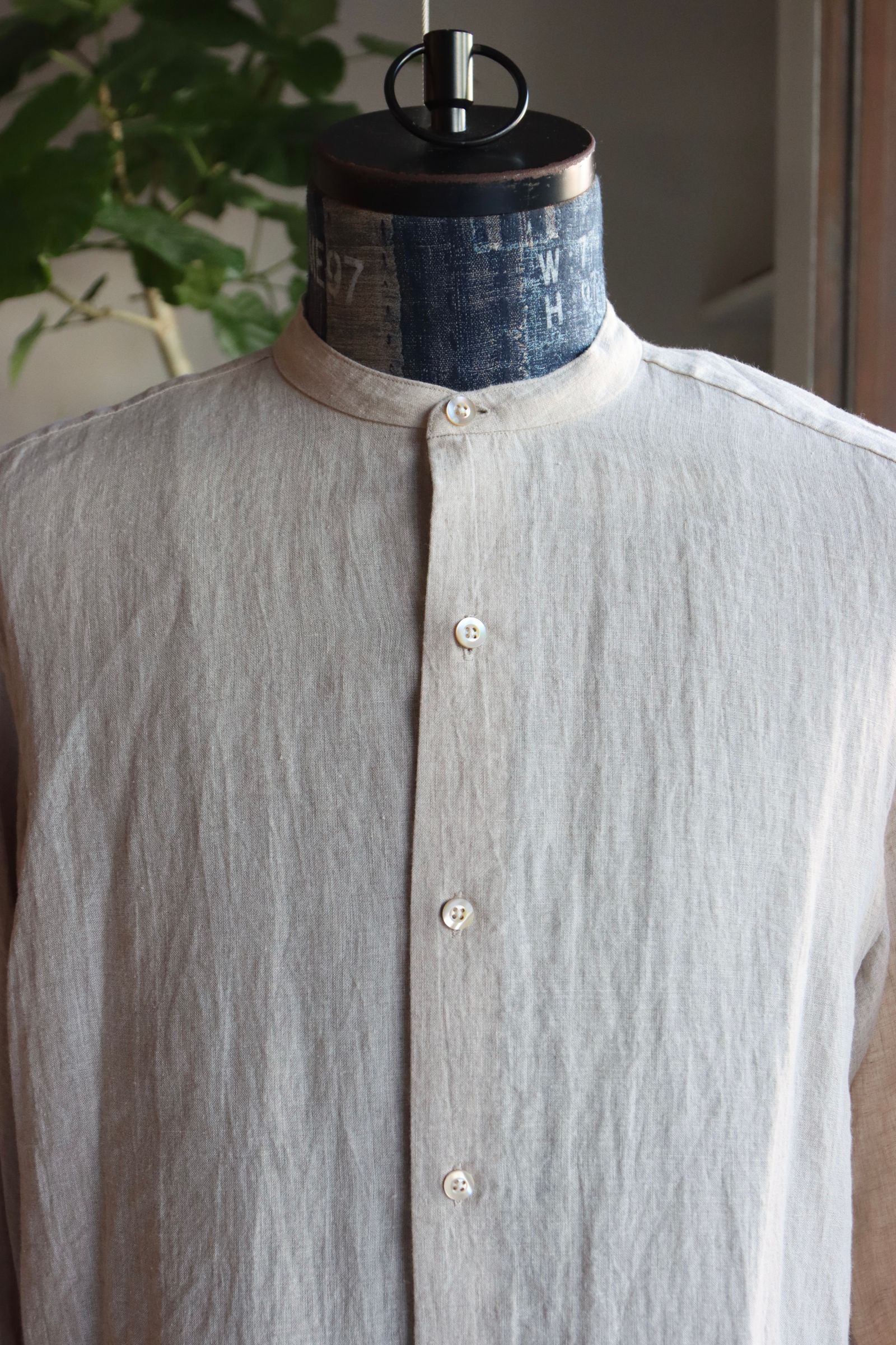 blurhms 25FW Linen Band-collar Shirt(BHS25F021)natural
