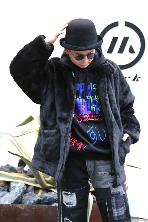 doublet HAND-PAINTED FUR JACKET"BLACK"style.2020.10.16.