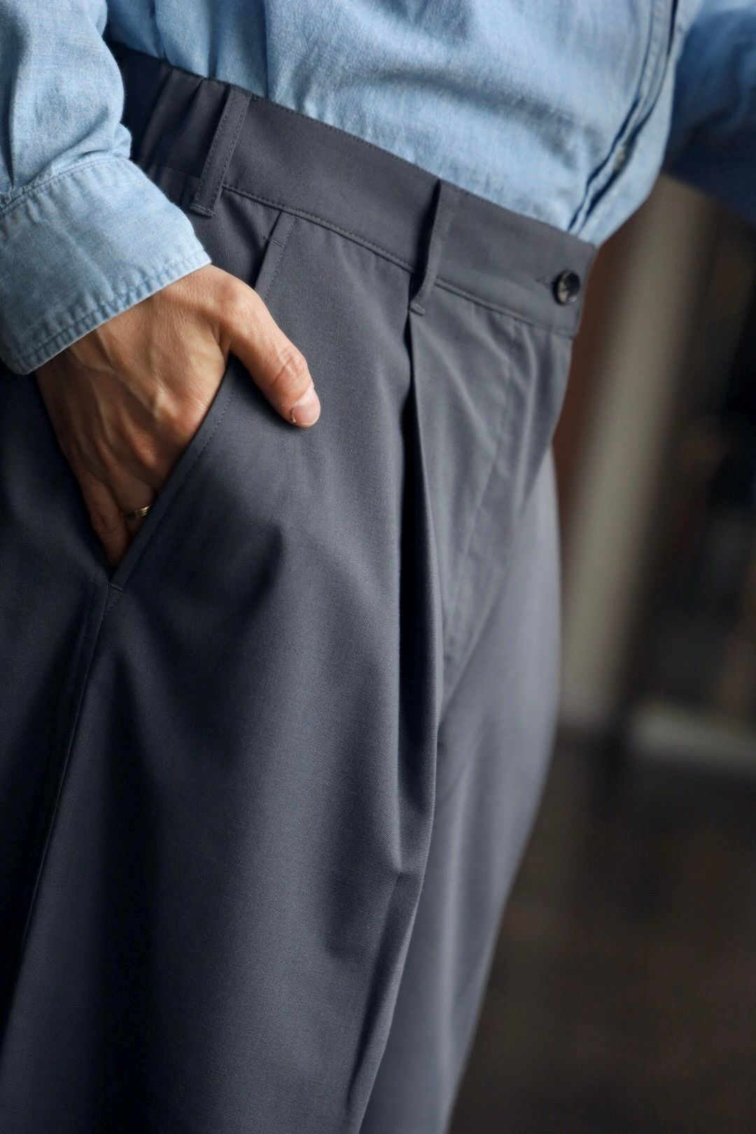 フレッシュサービス WOOLY CLOTH WIDE TROUSERS(FSC251-40109)GRAY