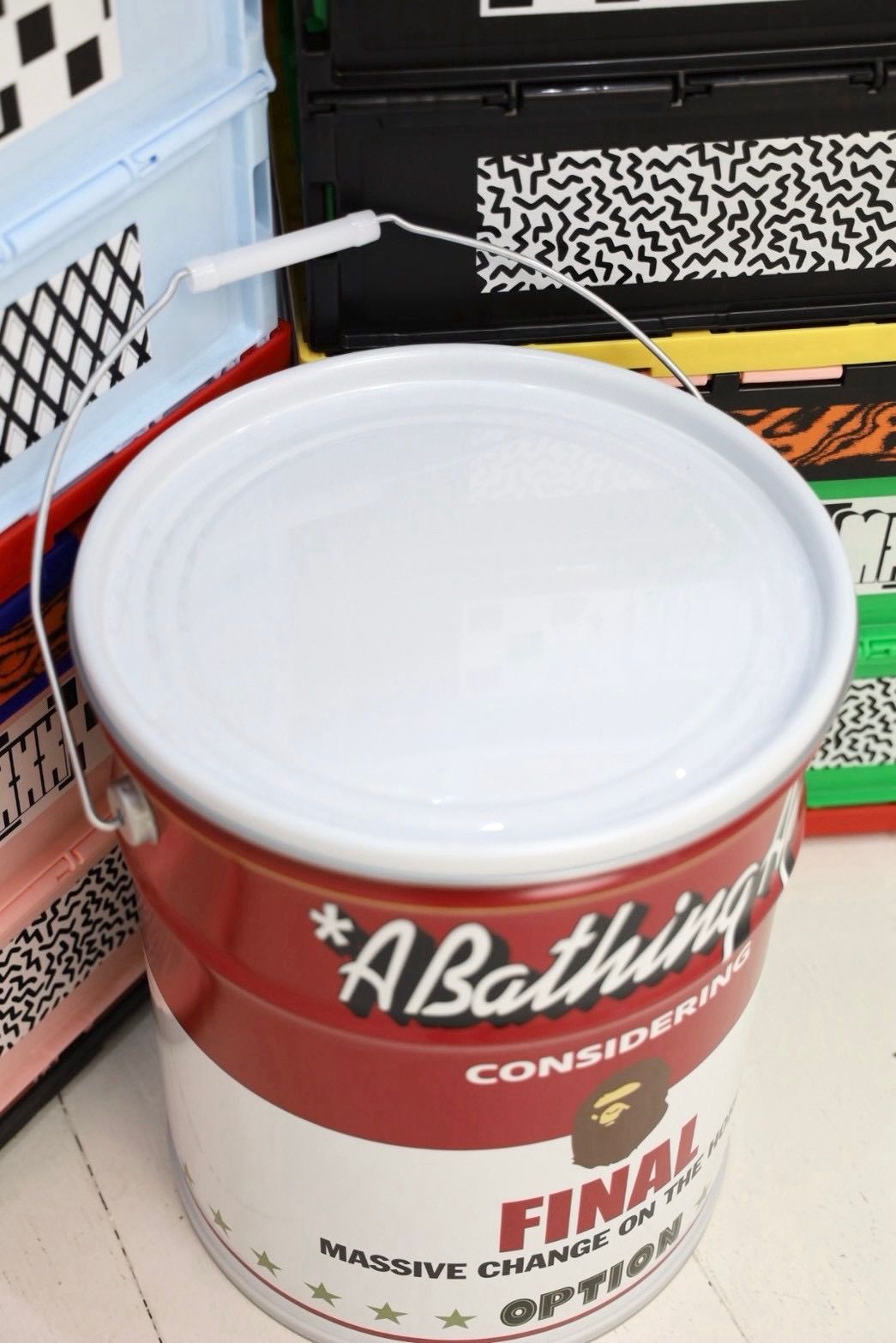 セントマイケル 26AW BAPE_CAN STOOL(SM-MK1-0000-C42)WHITE+RED