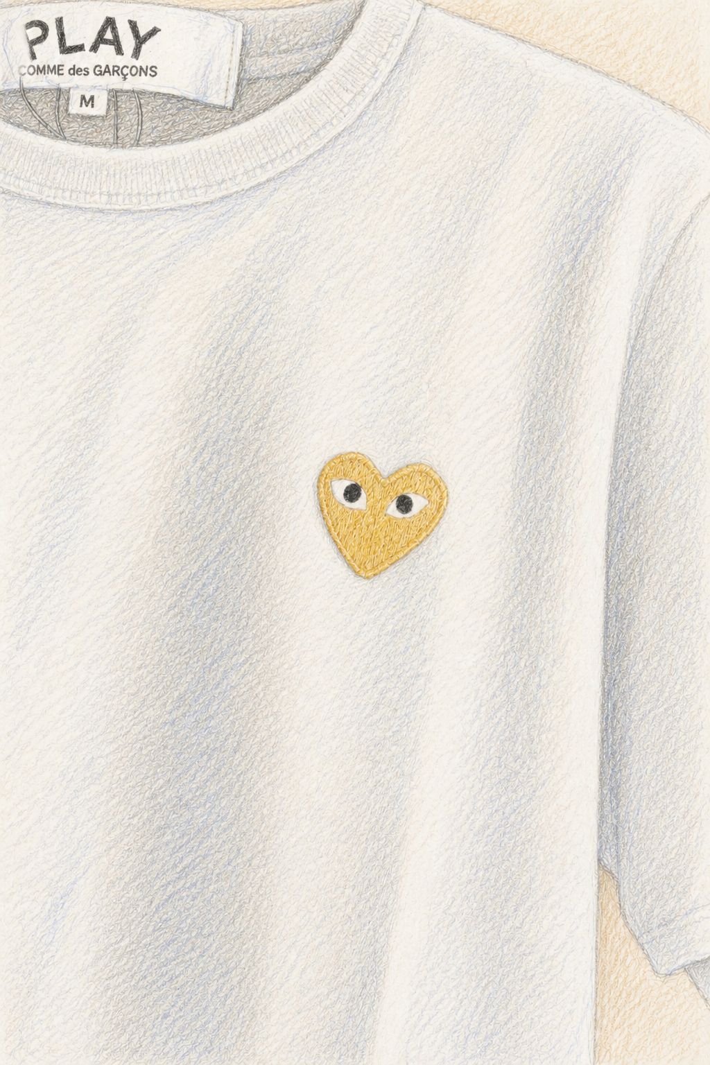 プレイコムデギャルソン ワンポイントTシャツ (WHITE×GOLD HEART)新作発売！