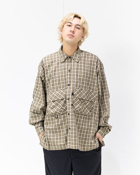 DAIWA PIER39(ダイワピア39) TECH SPORTS OPEN COLLAR SHIRT L/S GREN PLAID(BE-82026)BROWN GRAY☆3月28日(土)新作発売！
