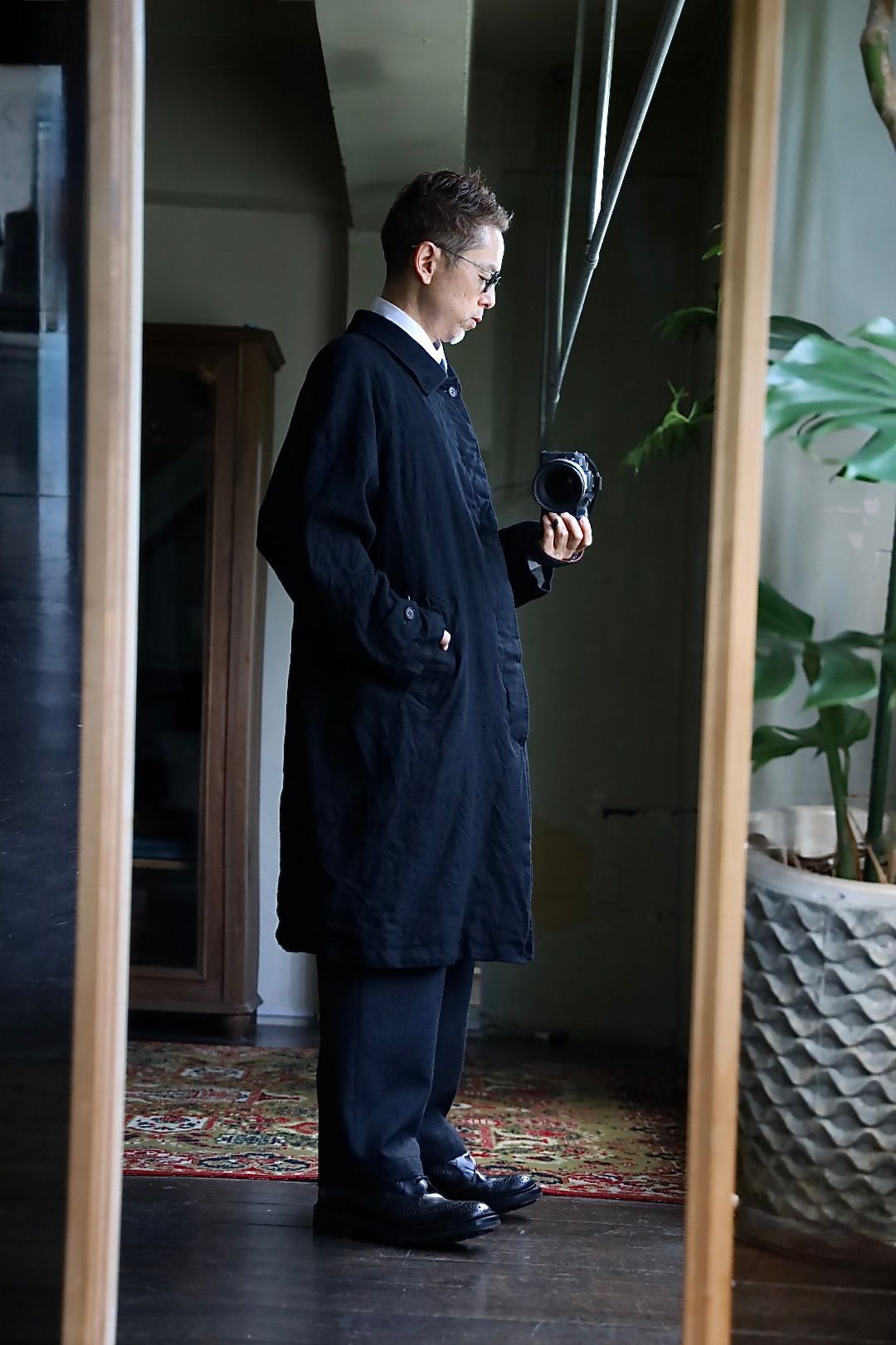 COMME des GARCONS HOMME 26FW ウールサージ製品縮絨コートスタイル