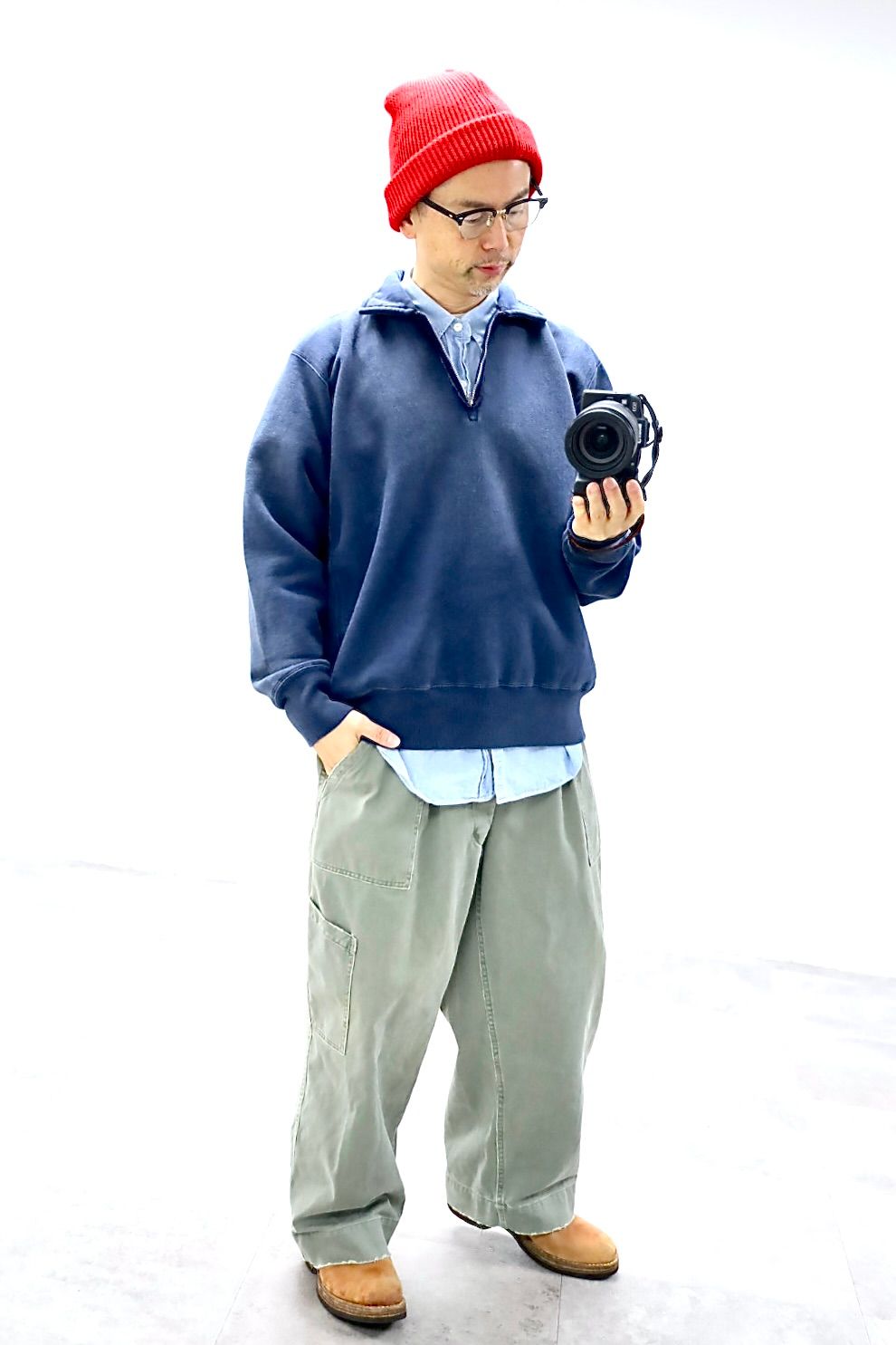 A.PRESSE 2026 STYLE1 Vintage Half Zip Sweatshirt"BLUE"スタイル