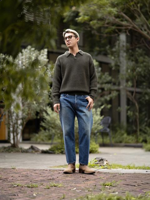 MARKAWARE RIBBED POLO COLLAR JUMPER MARKスタイル