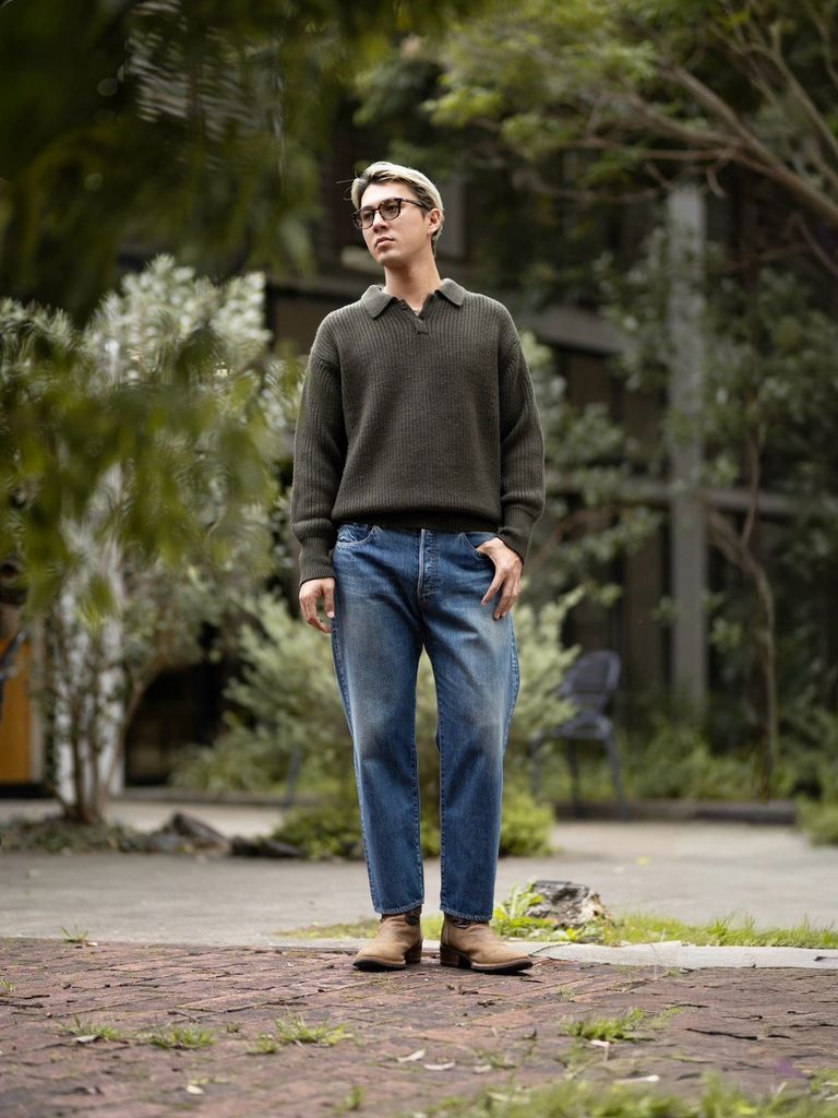 MARKAWARE RIBBED POLO COLLAR JUMPER MARKスタイル