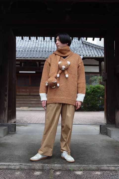 doublet STUFFED CAT HAND-KNITTING PULLOVER"CAMEL style"