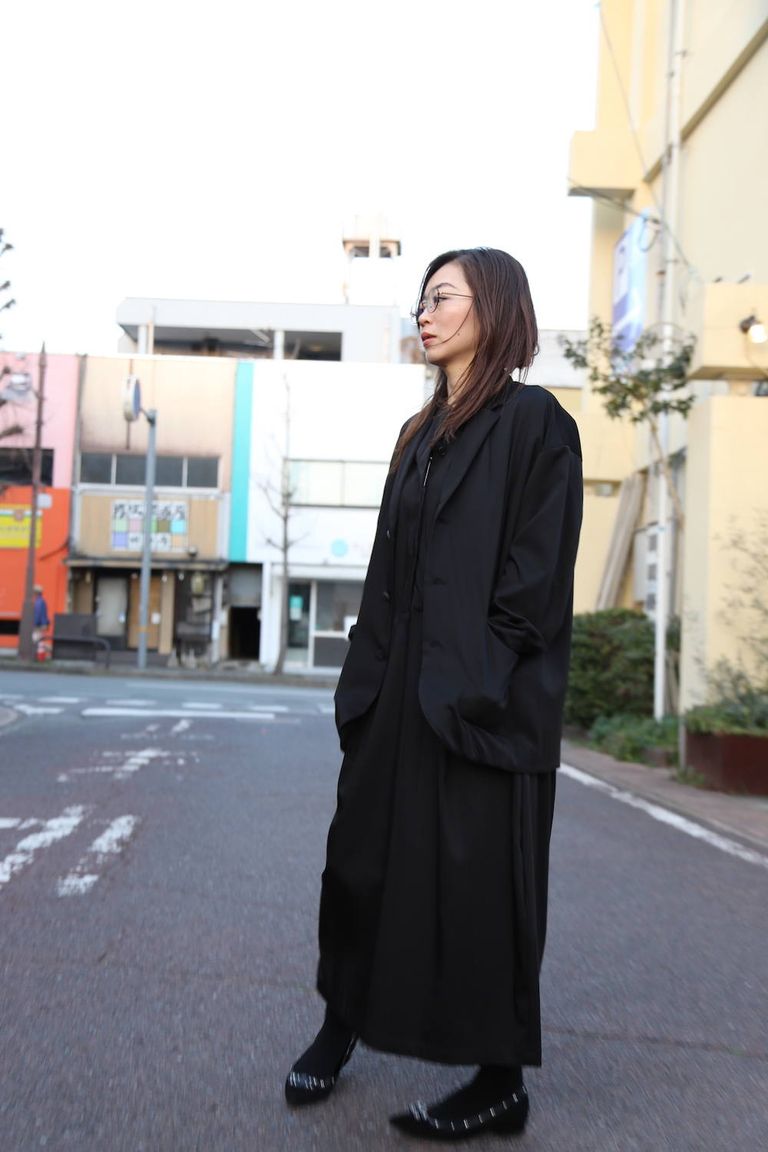 Dulcamara春のサテンフレンチスリーブワンピース"BLACK"スタイル2019.3.5.