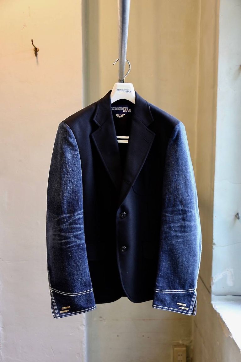 JUNYA WATANABE MAN 綿ウールカルゼ×綿デニム2Bジャケット