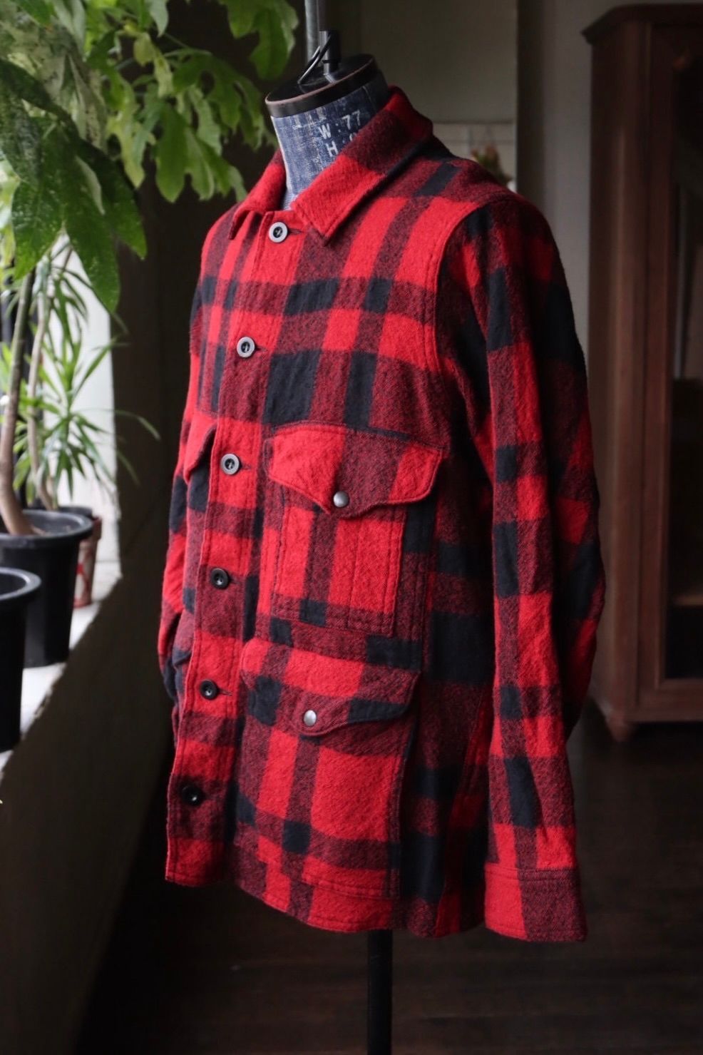 ジュンヤワタナベマン FILSON Wネームウールチェックジャケット(WP-J009-051)RED/BLACK