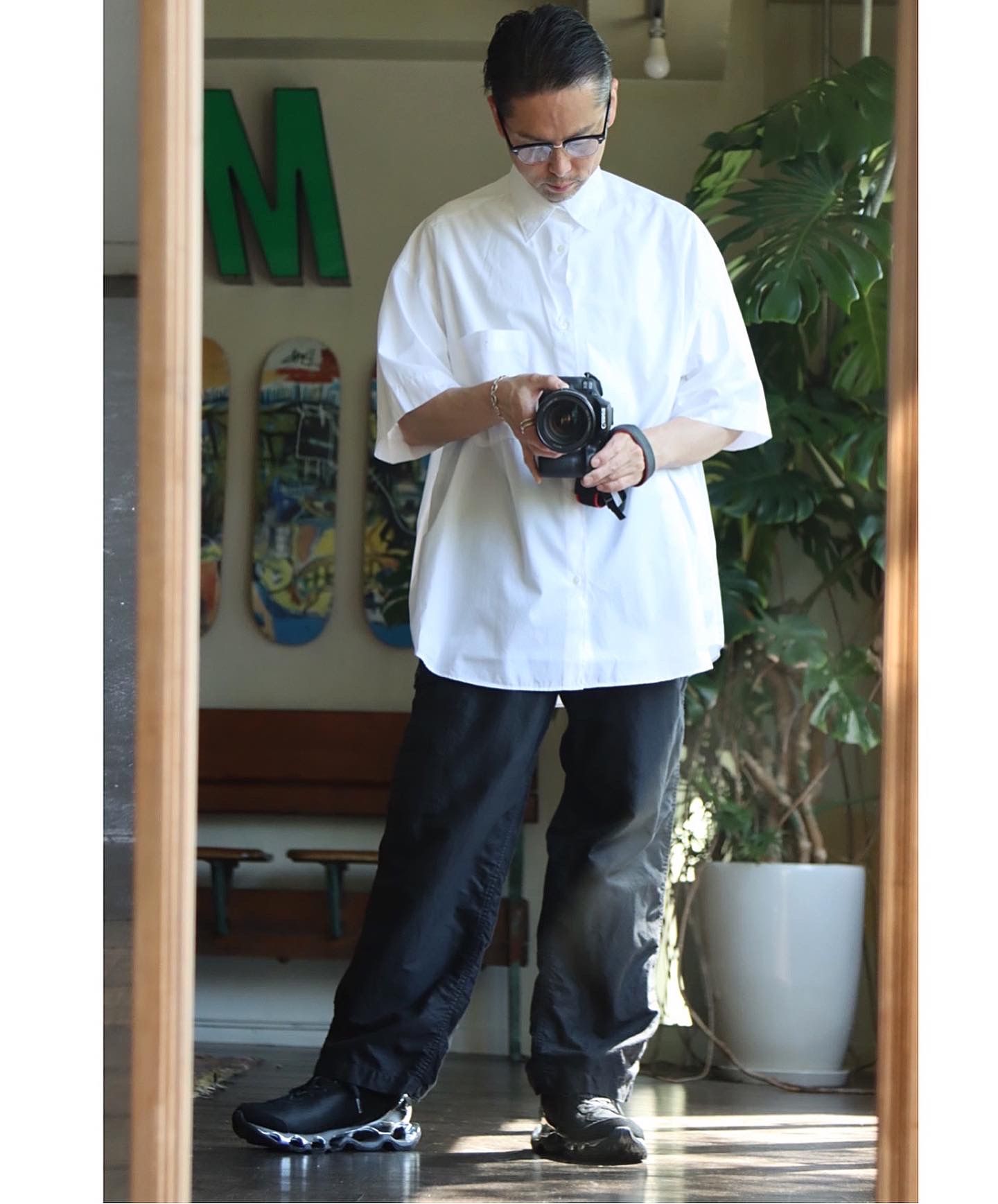 Graphpaper グラフペーパー 22SS Broad S/S Oversized Regular Collar ShirtWHITEスタイル.2022.5.21.  | 2436 | mark