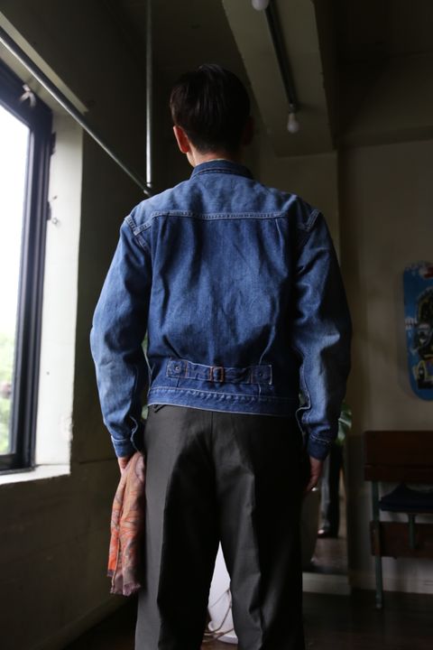 CIOTAシオタ本藍スビンコットン13.5ozデニムGジャン"ミディアムダークブルーダメージ"style.8.13.