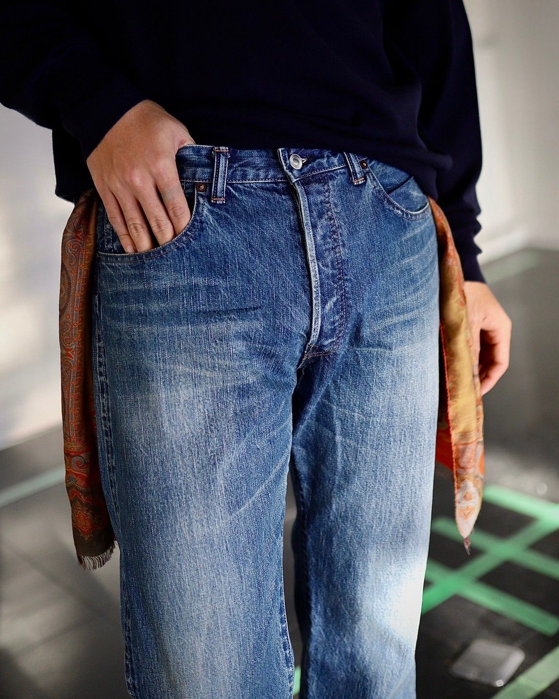 A.PRESSE 24SS Washed Denim Pants Eスタイル