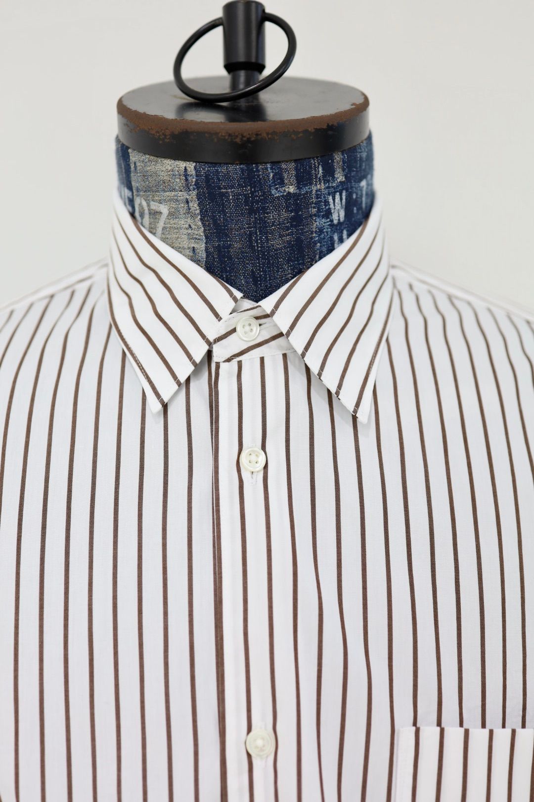 グラフペーパー 25AW SIDOGRAS Stripe Regular Collar Shirt(GM254-50024STB])BROWN STRIPE☆10月25日(土)発売！