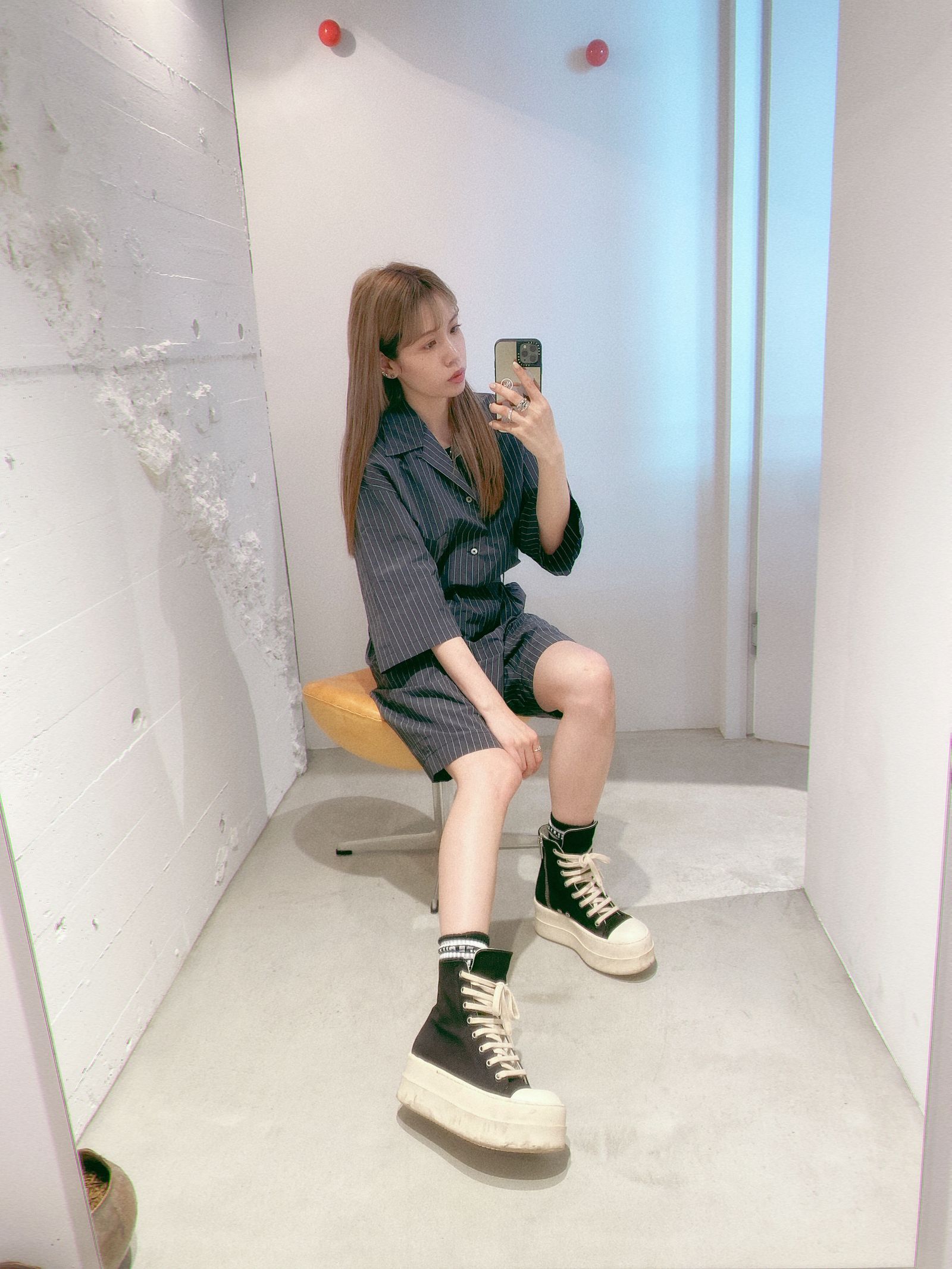ヨーク24SS NYLON STRIPE WIDE SHIRT(YK24SS0708SH) BLACK
