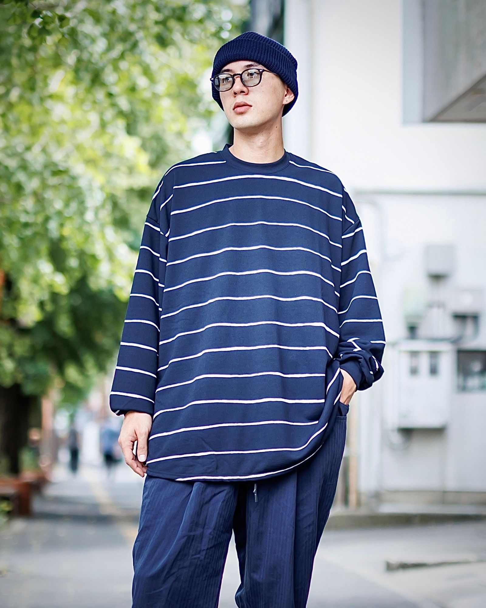 Stripes For Creative - S.F.C 24FW エスエフシーSUPER BIG WIDE SIDE STRIPE TECH LS  TEE(SFCFW24CS08)Navy-White☆9月21日(土)発売！ | mark