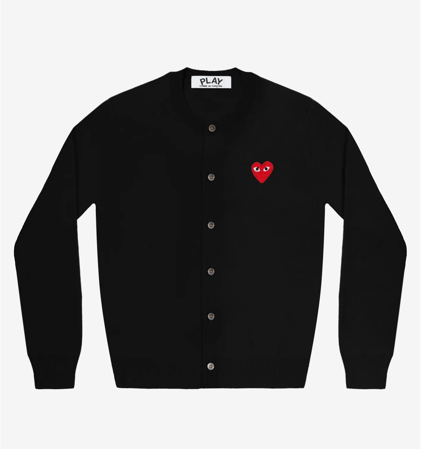 プレイコムデギャルソン ROUND NECK CARDIGAN (BLACK/RED HEART)☆12月1日(日)発売！