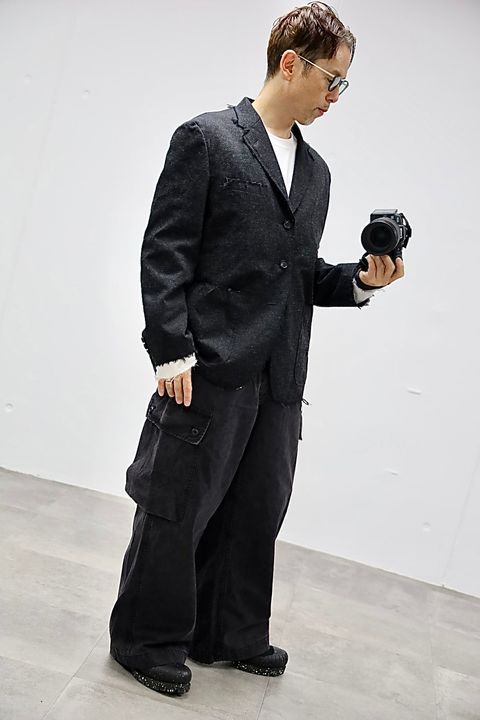 COMME des GARCONS HOMME ウールエステルヘリンボーンジャケットスタイル