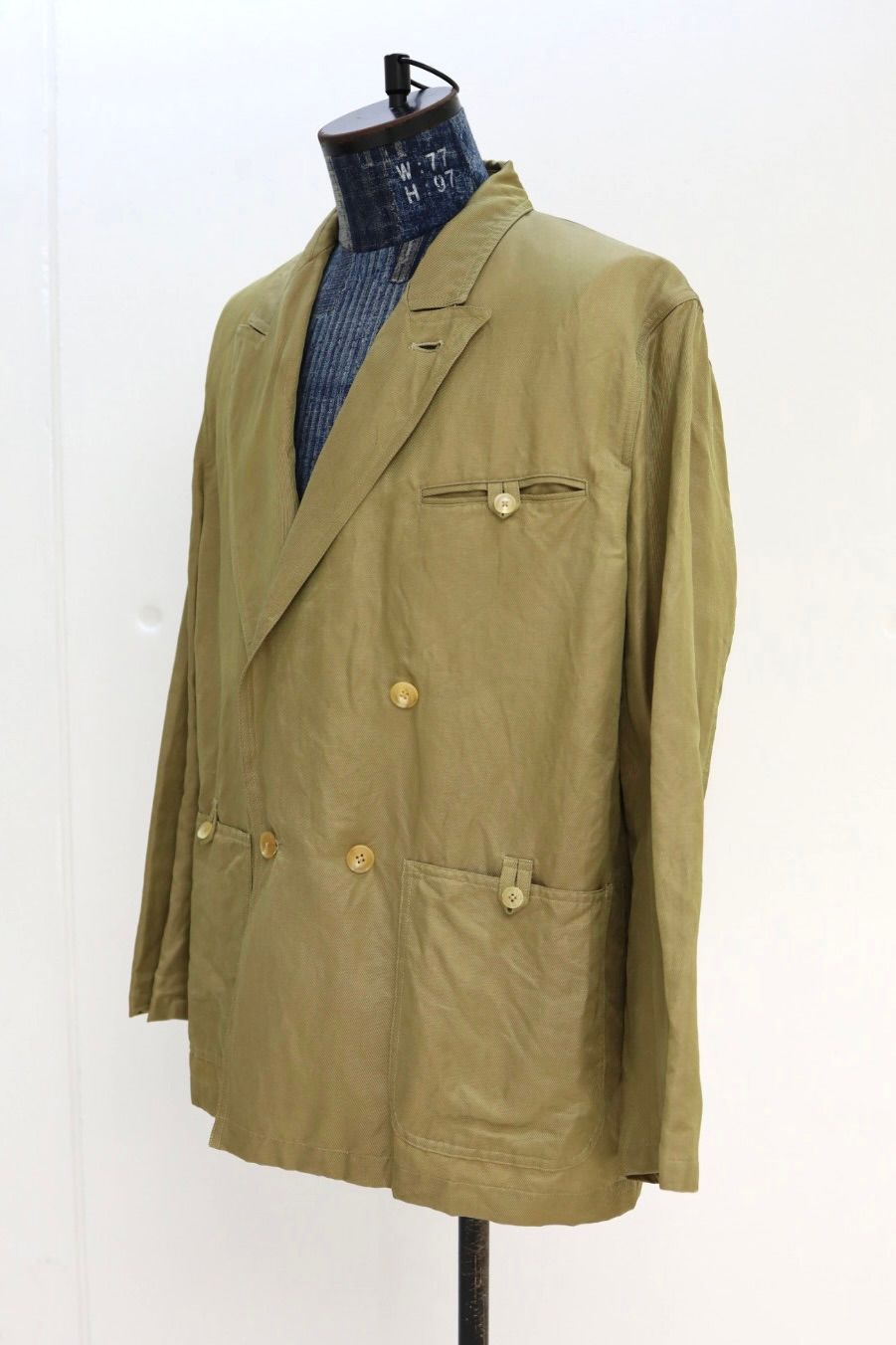 YOKE 26SS Linen Silk Kersey Double Breasted Blezer(YK26SS01207J)KHAKI