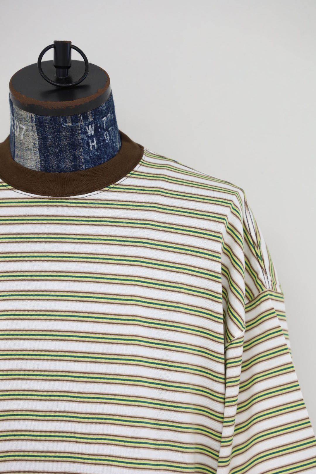 is-ness 26AW Balloon Border Short-sleeve T-Shirt(26AW_02_31SSSH05-1)BROWN x GREEN☆新作発売！
