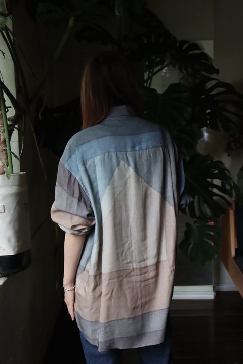 YOKE PRINTED REGULAR COLLAR SHIRT"NAVY"スタイル