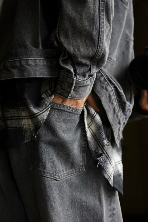 A.PRESSE Vintage Gray Denim Jacketスタイル