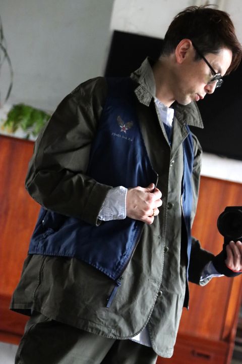 FreshService OVERDYED LEFT TWILL ENGINEER JACKET"DARK OLIVE"style.