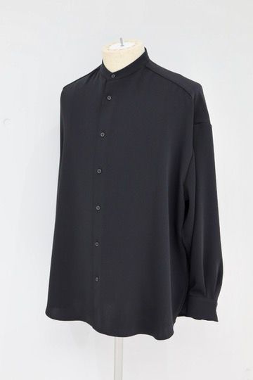 グラフペーパー26SS WOMENS Satin Oversized Band Collar Shirt(GL261-50078B)BLACK