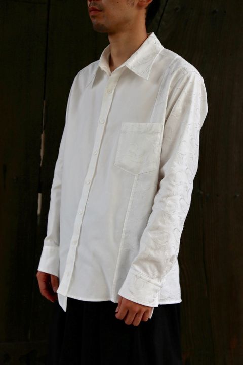 sulvam OX left embro shirt"WHITE"Style.2020.7.29.