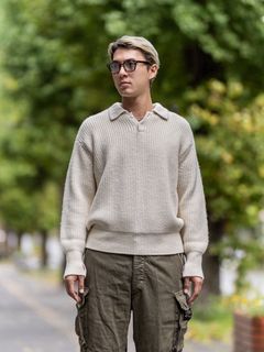 マーカウェア 26AW RIBBED POLO COLLAR JUMPER(A26C24SW02C)NATURAL WHITE☆新作発売！