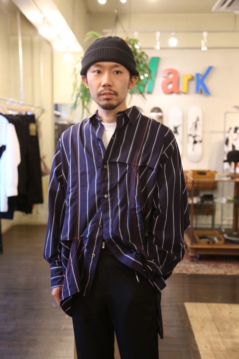 JieDa HAND STITCH STRIPE SHIRT"NAVY"Style.2020.7.27.