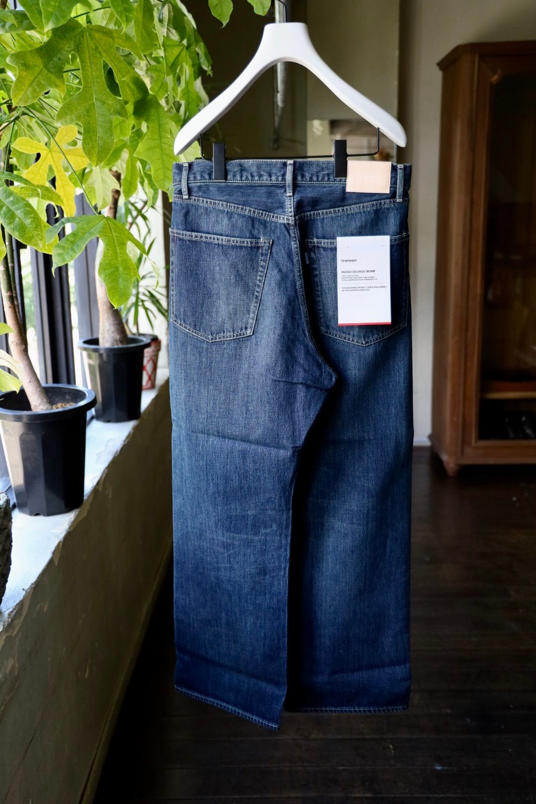 グラフペーパー25AW Selvage Denim Five Pocket wide Straight Pants(GU253-40059DB)INDIGO_DARK FADE