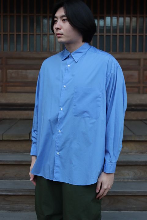 Graphpaper 22SS Broad L/S Oversized Regular Collar Shirt"BLUE".style