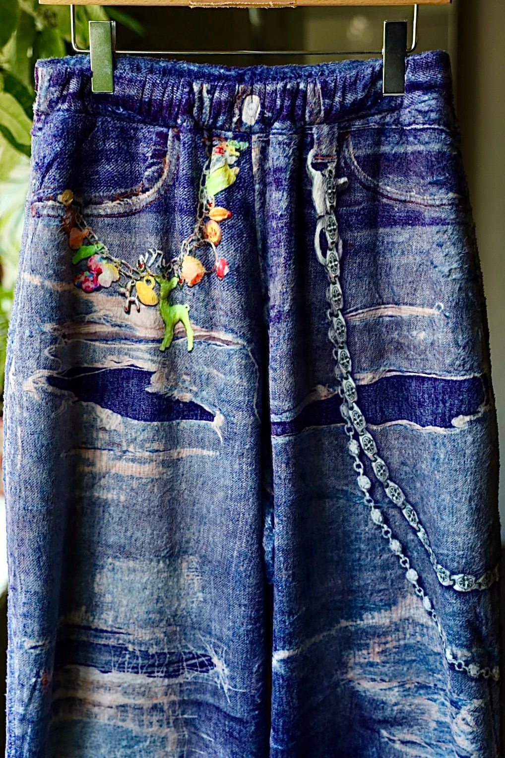 トーキングアバウト ジ アブストラクション 25AW FLEECE DENIM PRINT WIDE PANTS (2526AW-PT-005)BLUE☆新作発売！