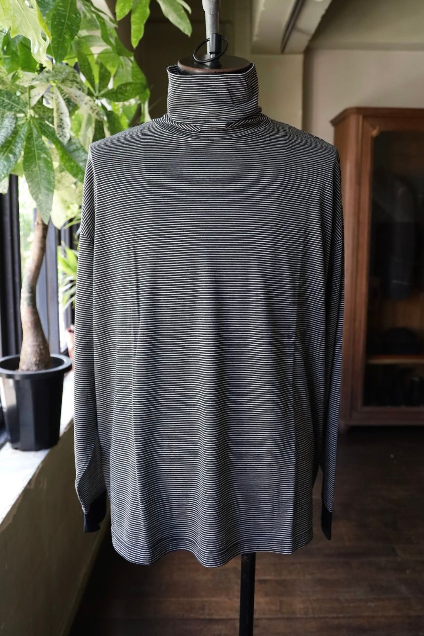 グラフペーパー 25AW Wool Border L/S Turtle Neck Tee(GU253-70231B)BLACK×WHITE☆9月6日(土)発売！