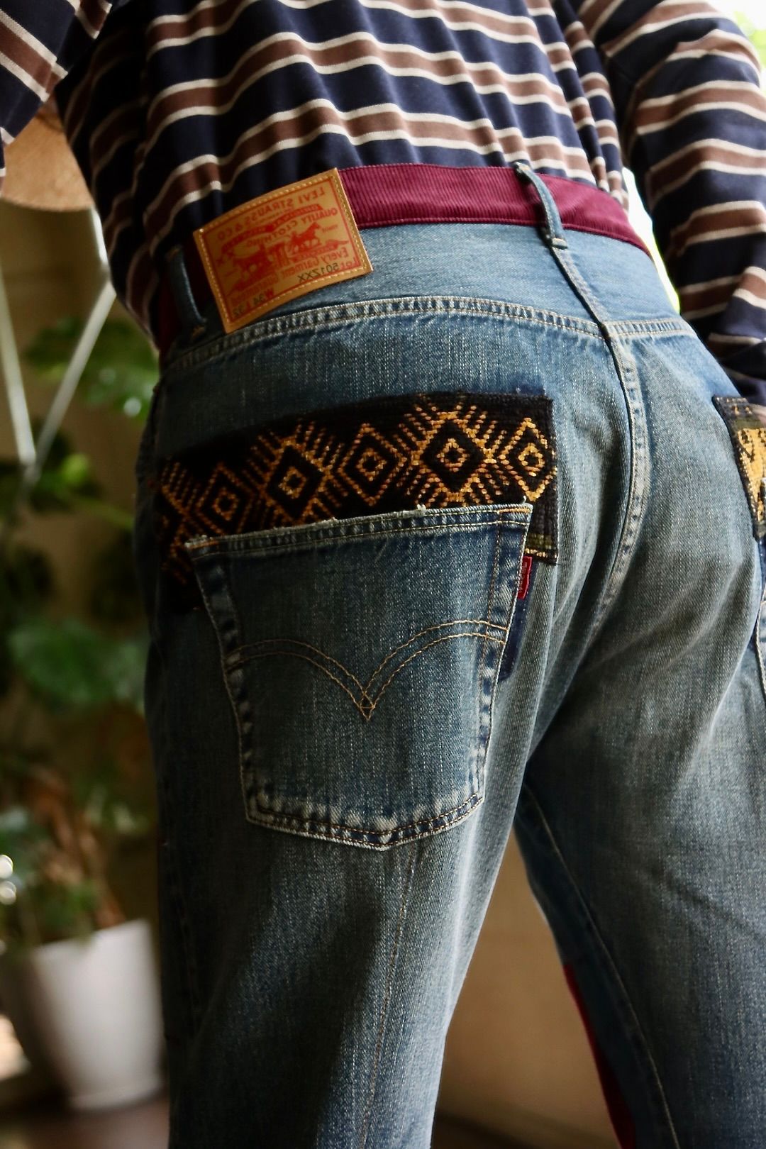 ジュンヤワタナベマン 22FW Levi'sコラボ 多素材パッチワークデニム(WJ-P201-051) INDIGO x MIX - M