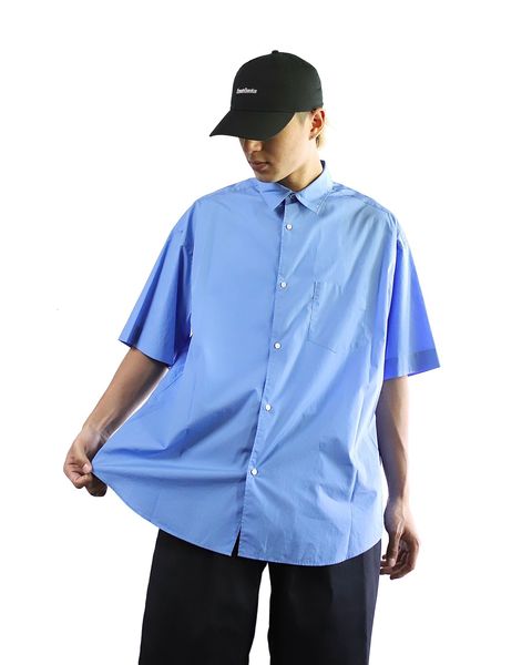 グラフペーパー 24SS Broad S/S Oversized Regular Collar Shirt(BLUE) style 2024.5.17