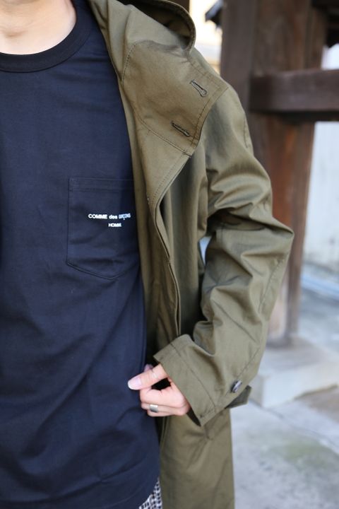 COMME des GARCONS HOMME 綿ナイロンウェザーフーデッドコート"KHAKI"Style.2020.9.22.
