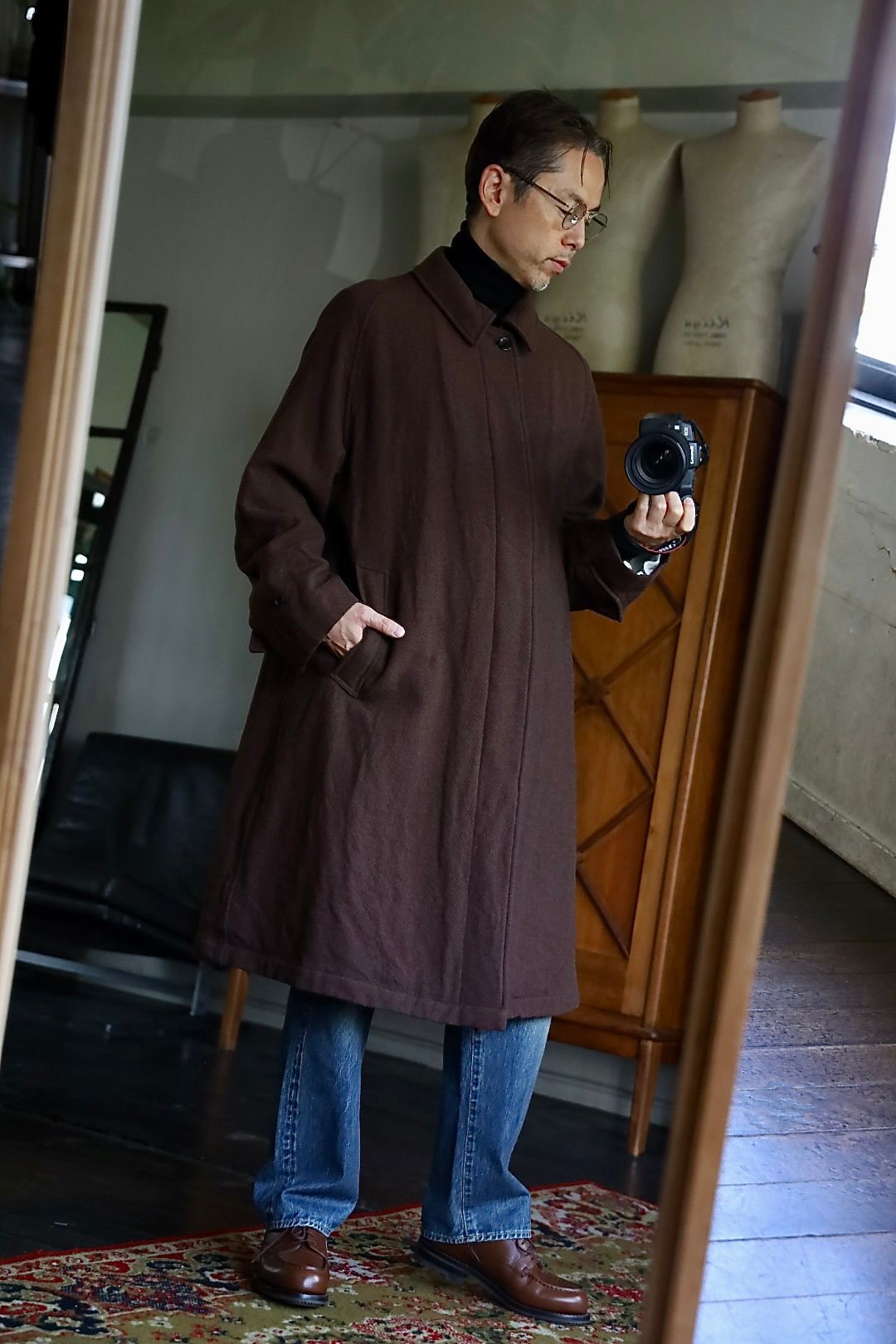 blurhms Classic Wool Balmacaan Coat"BROWN"スタイル.2025.10.13.