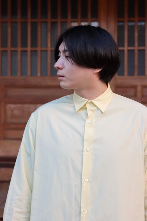 Ets.MATERIAUX Regular collar shirt(YELLOW)style.