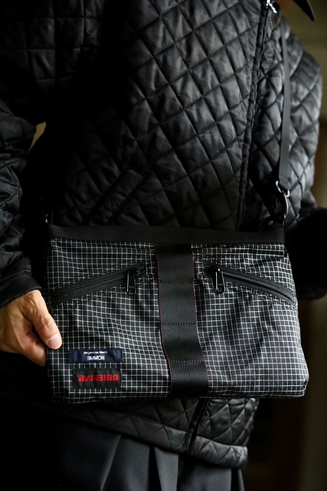 コムデギャルソンオム バッグ BRIEFING W-NAME REVERSIBLE SACOCHE(HR-K209-051)BLACK×BLACK