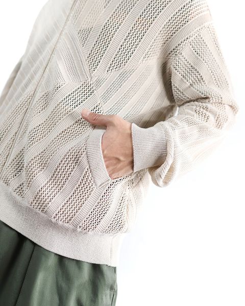 YOKE 新作 COTTON MESH STRIPE ZIP-UP CARDIGAN style.2024.2.23