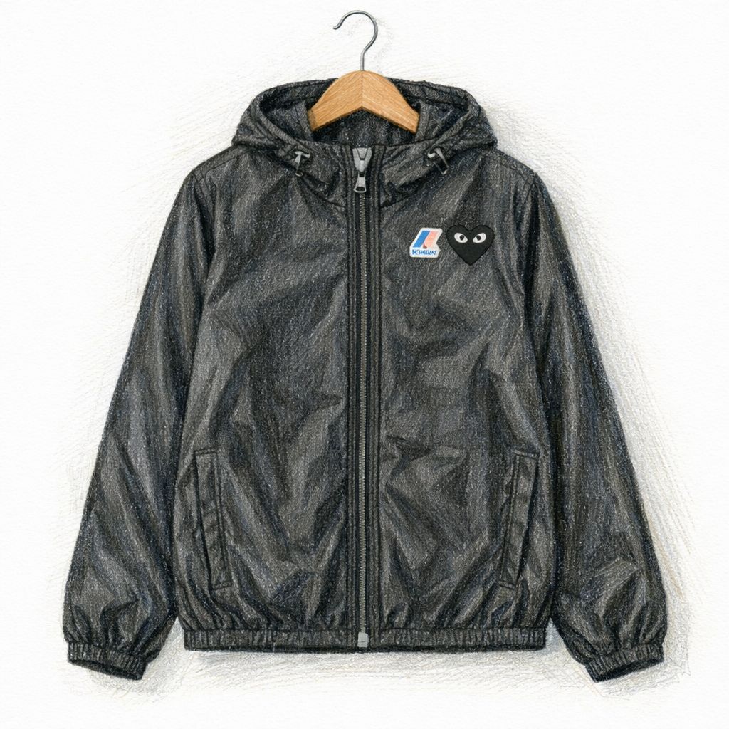 プレイコムデギャルソン K-WAYコラボ FULL ZIP HOODIE(BLACK)