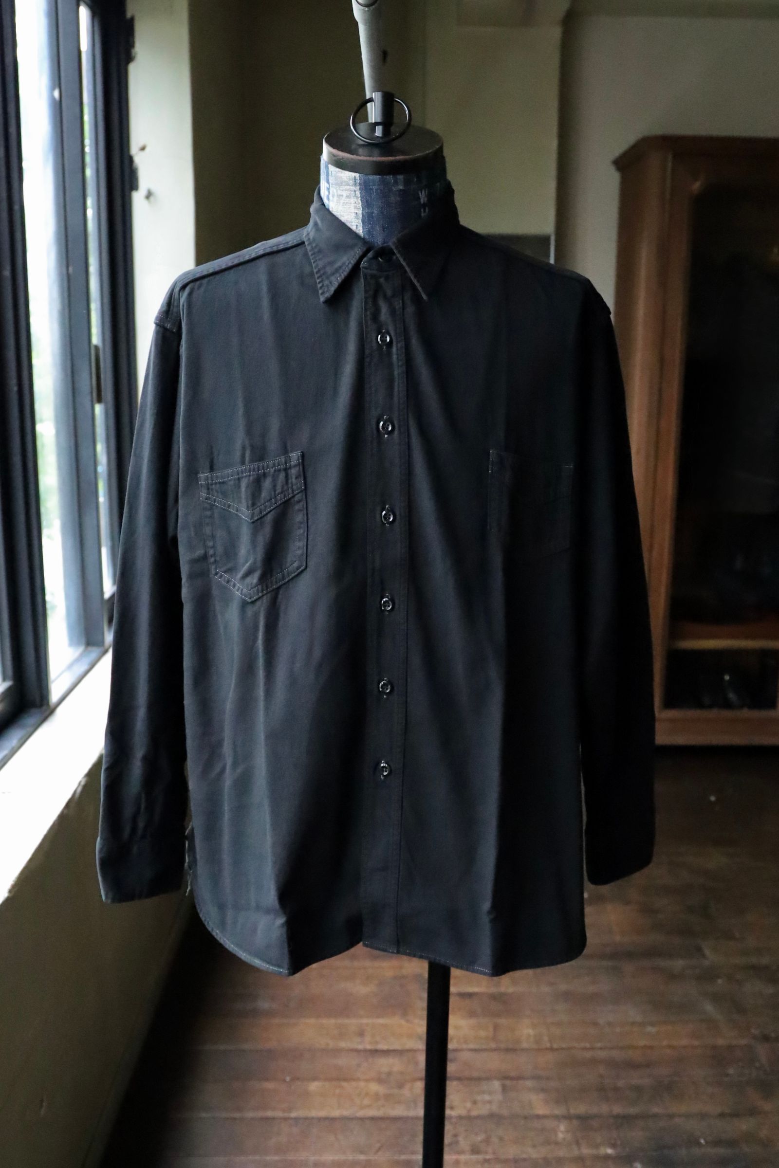 ファウンダ 25AW BLACK DYED DENIM SHIRT (015FD252023)BLACK