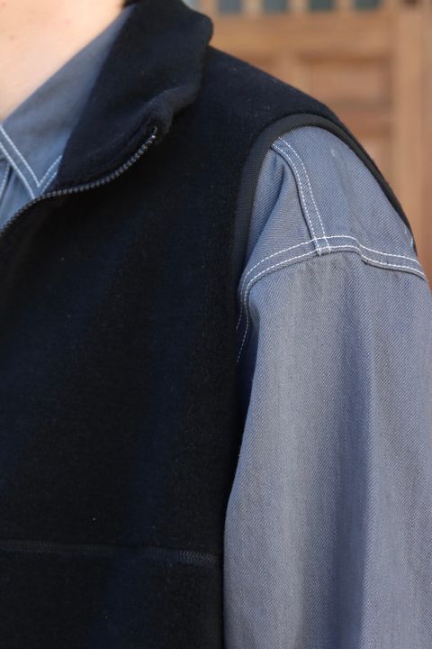 Graphpaperb Wool Boa Zip-Up Vest(GU213-70205B) style.2021.10.10